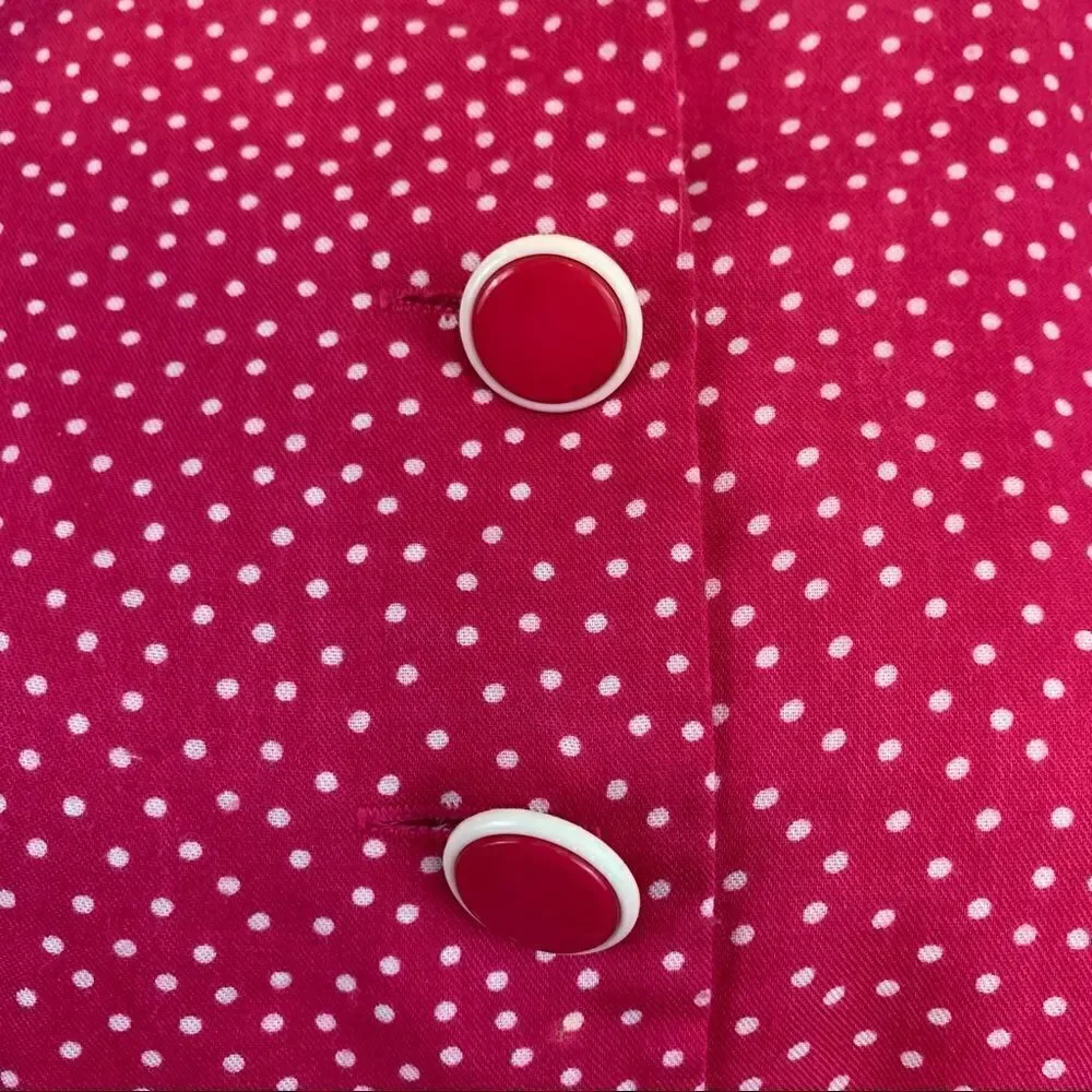 Vintage two piece pink micro polka dot skirt set
